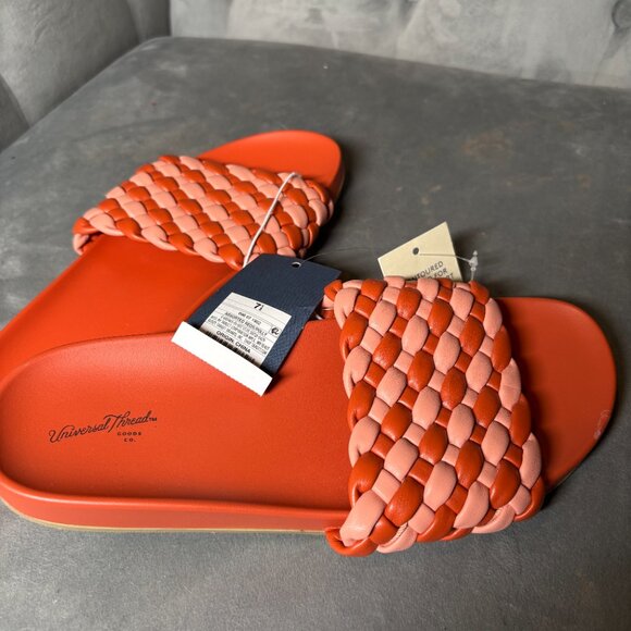 NWT Universal Thread Woven Red & Pink Slide Sandals – Women’s 7.5 - Picture 4 of 7